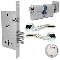 Комплект замка на вхідні двері CLASS 252RL (BS60*85мм) з циліндром ABARO, протектором і ручками хром